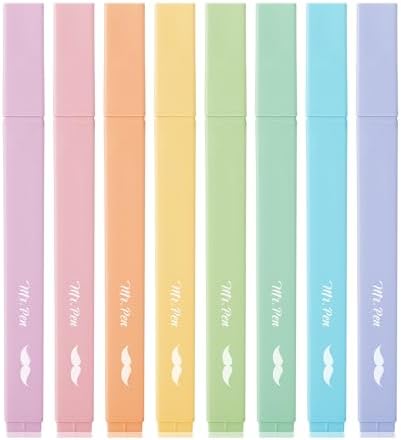 Mr. Pen- Aesthetic Highlighters No Bleed, 8 Pack, Assorted Colors | Chisel Tip, Cute Highlighters Assorted Colors for Journaling, Highlighting, Underlining, Fast Dry, Back to School Supplies by MrPen