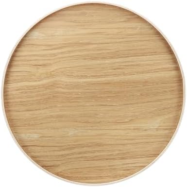 Wooden Serving Tray Round Wood Serving Tray Decorative Platter, 14.2 Inch Fit for Home Decor Kitchen Coffee Table Candle Holder, (Light Brown) by YELARXI