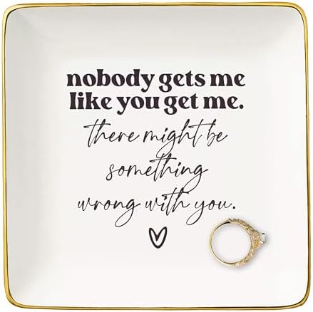 NZY Funny Gifts for Best Friend-Nobody Gets Me Like You-Thank You Wedding Graduation Birthday Farewell Christmas for Best Friends,Bff,Bestie,Sister-Jewelry Tray Trinket Holder Ring Dish by NZY