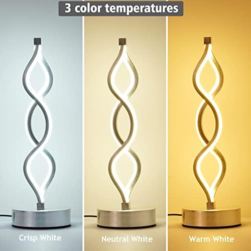 NUÜR Silver Infinity Spiral LED Table Lamp, Dimmable Bedside Lamp - Image 5