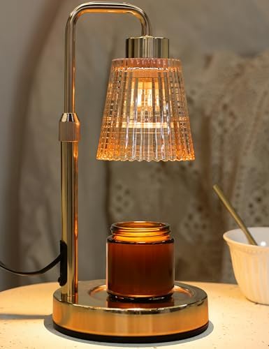 Gold Candle Warmer Lamp with 24h Cycle Timer, Dimmable Wax Melt Warmer by GODONLIF