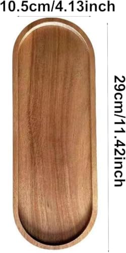 11inch Wooden Vanity Bathroom Trays, Farmhouse Wood Perfume Tray Home Rustic Decor Plate, Kitchen Counter Top Storage, Rectangular Sink Organizer Tray for Soap Bottle - Image 2