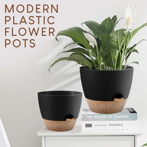 YNNICO Self Watering Plant Pots 10/9/8/7.5/7 inch for Indoor Plants - Image 6