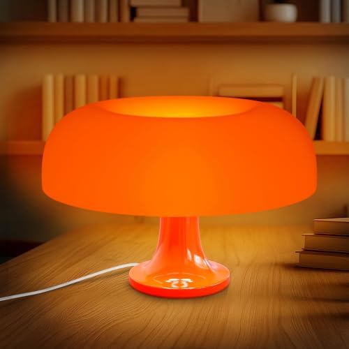 Orange Mushroom Table Lamp for Bedroom; ABS + PVC Build (not Glass) by Kotko