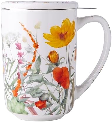 AmorArc Tea Cup With Infuser and Lid, 18oz Loose Leaf Tea Mug With Steeper by AmorArc