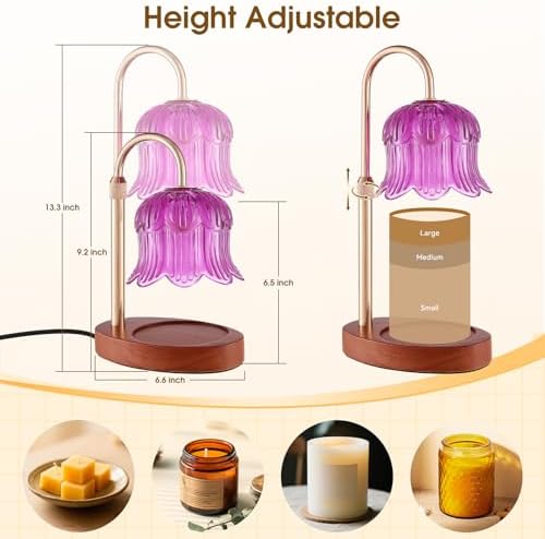 Candle Warmer Lamp Adjustable Timer Electric－Purple Flower-Shaped Wax lamp - Image 6