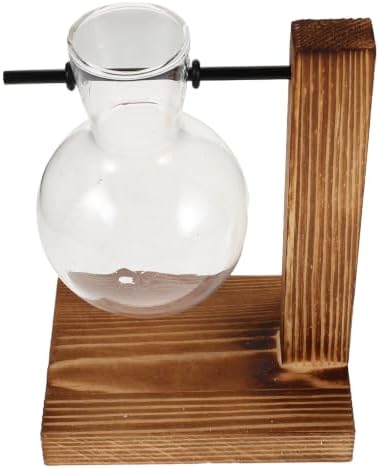 Wood Hydroponic Glass Vase with Stand for Plant Propagation by Happyyami