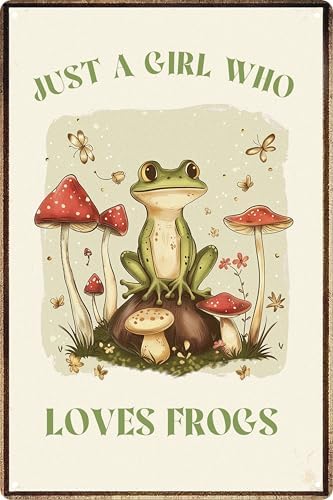 Funny Mushroom Decor Frog Decor Just A Girl Who Loves Frogs Sign Cute House Home Bedroom Kitchen Bathroom Forest Room Nature Wall Decor 8x12 in by WSUPBPR