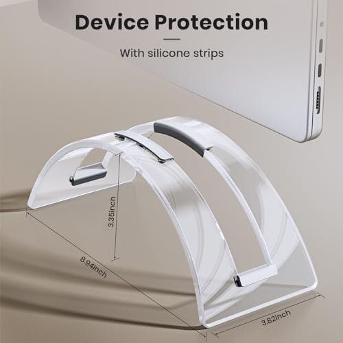 Acrylic Vertical Laptop Stand for Desk,Acrylic Invisible Desktop Notebook Dock,Vertical Laptop Holder Space-Saving Organizer for All MacBook, Surface, Samsung, HP, Dell - Image 5