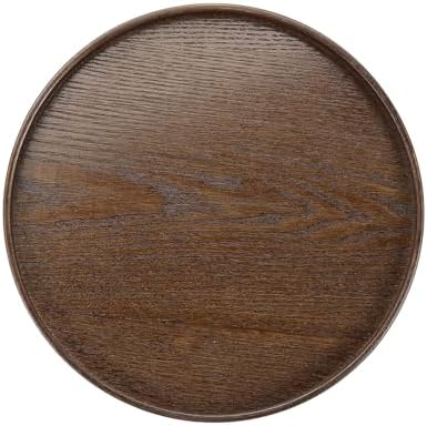 Wooden Serving Tray Round Wood Serving Tray Decorative Platter, 9.5 Inch Fit for Home Decor Kitchen Coffee Table Candle Holder, (Brown) by YELARXI