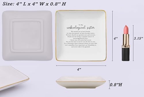 Friendship Present for Sister,Sis-in-Law-Best Friends-Recognition Affirmation Gratitude-Birthday Christmas Gift for Bestie BFF-to My Unbiological Sister Gift- Jewelry Tray Trinket Holder Ring Dish - Image 5