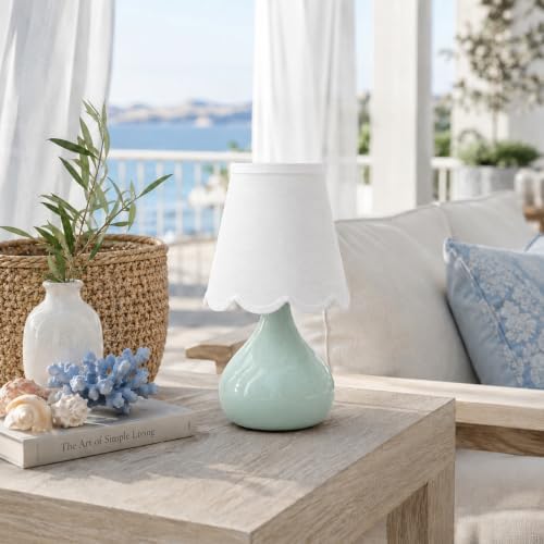 14" Cordless Table Lamp, Rechargeable Ceramic Bedside Lamp with Magnetic LED Bulb, Stepless Dimmable & 3 Colors, Battery Operated Aesthetic Lamp for Bedroom, Living Room, Patio (Green) - Image 4