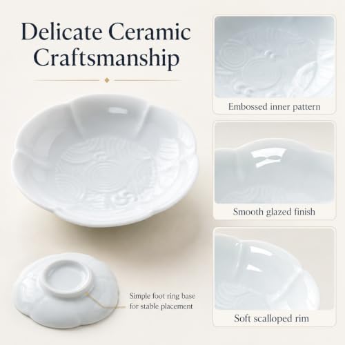 Ceramic Jewelry Dish Tray, Lotus Flower Ring Holder Tray, Elegant Trinket Dish for Rings Earrings Necklace, Glossy & Matte Vanity Organizer for Dresser Nightstand Bathroom Desk Decor, Gift for Women - Image 5