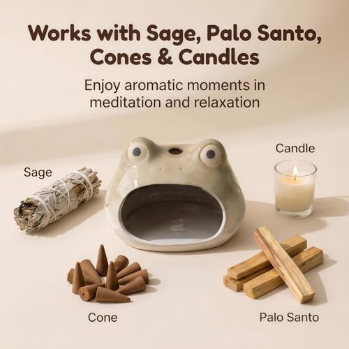 Ceramic Palo Santo Holder & Frog Incense Burner - Mini Chimney - Image 2