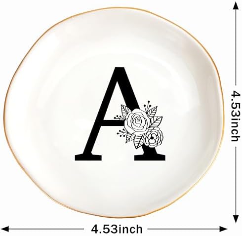 Initial A Ceramic Jewelry Tray, Bridesmaid Bride Engagement Birthday Gifts - Image 6