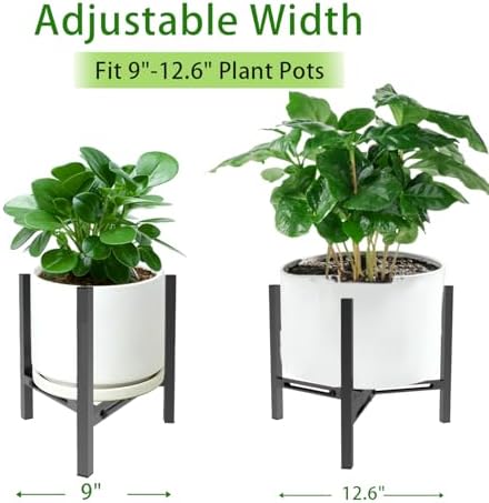 Airpark Plant Stand Indoor, Adjustable Metal Modern Plant Stands, Heavy Duty Stable Plant Pot Flower Holder Indoor Outdoor Corner, Fit 7 8 9 10 11 12 inch Pots, Black (Pot & Plant Not Included) - Image 3