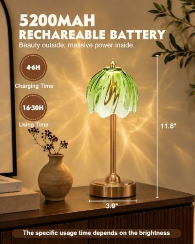 Nusogon Cordless Flower Table Lamp, 5200mAh Small Rechargeable Touch Lamp - Image 3