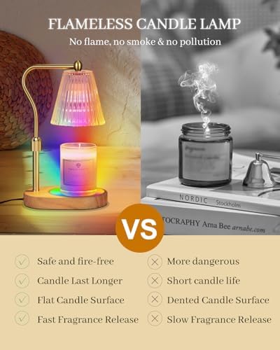 Engpure Candle Warmer Lamp with 7 LED Colors Changing,Candle Warmer with Timer Dimmer, Electric Candle Lamp with Adjustable Height Home Decor for Secented Jar Candles Christmas Gift for Mom Women - Image 5