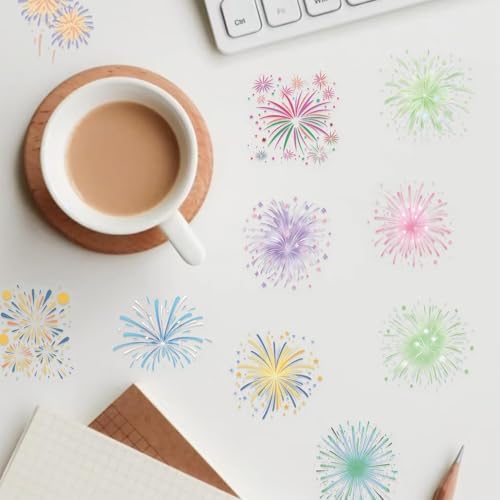 50Pcs Firework for Scrapbooking,Self-Adhesive Transparent Stickers Scrapbook Supplies Journaling Supplies for Adult Card Making Letters DIY Water Bottle Cards Decoration - Image 5