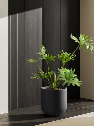 LE TAUCI 10 Inch Plant Pot, Ceramic Pots for Plants with Drainage Hole and Rubber Plug, Plant Pots Indoor for Home Garden Patio Office, Cylinder Planters for Indoor Plants, Charcoal Gray - Image 5