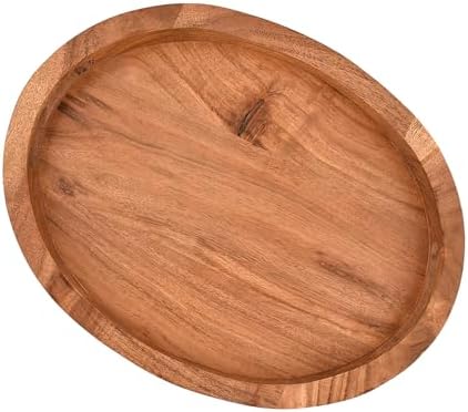 Tray Acacia Wood Oval Large Tray with Handle Food Serving Trays for Living Room Home Dining Table (14" X 11" X 2") - Image 4