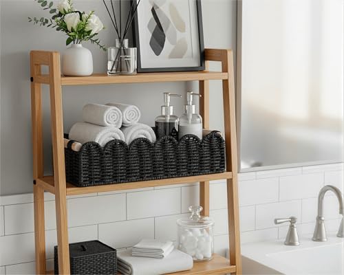 CubesLand Scalloped Toilet Paper Storage Basket W/Handle for Home Decor - Image 4