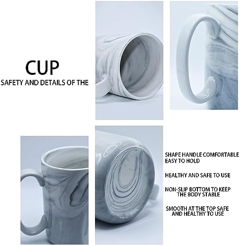 Coffee Mugs Set of 4,16 OZ Large Tea Cups, Grey Marble Ceramic Cup with Big Handle,Bulk Marble Diner Mugs Set for Latte, Beer,Cappuccino,Safe for Dishwasher, Microwave - Image 4