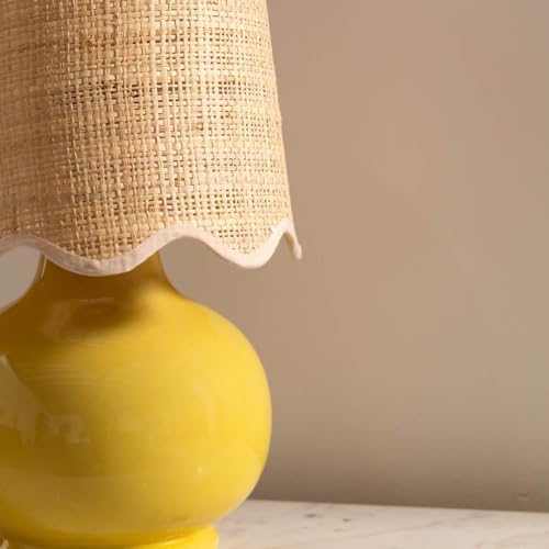 Benton Ceramic Table Lamp with Fabric Shade – 13" Bedside Accent Lamp for Bedroom, Living Room & Nightstand (Yellow) - Image 6