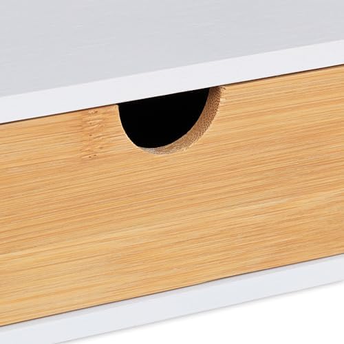 Relaxdays Bamboo Desk Organizer, 1 Drawer, DIN A4 Shelf, Office Organizer - Image 6