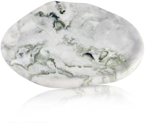 BCS Marble Jewelry Tray Trinket Dish, Decorative Cloud Vanity Key Tray for Women, Perfume Ring Holder Dish for Ring Earring, Cute Jewelry Plate Bowl Aesthetic Room Decor, Bianco Palomino by BCS
