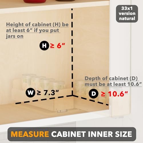 SpaceAid Bamboo Pull Out Spice Rack Organizer for Cabinet, Heavy Duty Slide Out Seasoning Kitchen Pantry Sliding Vertical Organization, 7.3" Wide, 2 Drawers(3" Wide), 1-Tier, Natural - Image 4