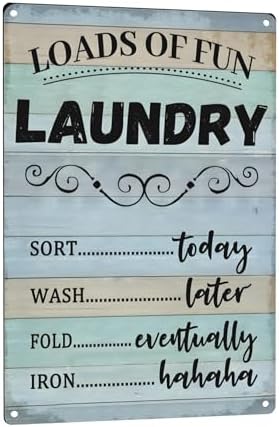 Laundry Room Decor Accessories Vintage Metal Signs Farmhouse Laundry Schedule Sign Hanging Decor Desk Shelf Decorations Housewarming Presents Wall Decoration 8x12 Inches by C-CHAIN