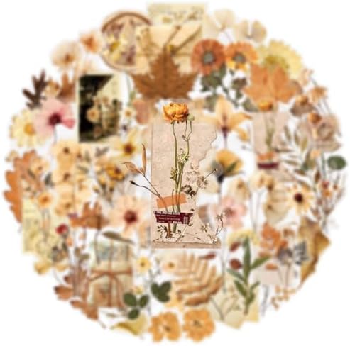 50PCS Transparent Flora Scrapbook Stickers, Vintage Aesthetic Flowers Sticker for Scrapbooks Travel Journal, Vinyl Waterproof for Water Bottles Laptop Phone Scrapbook Supplies DIY Crafts(Flower-A) - Image 2
