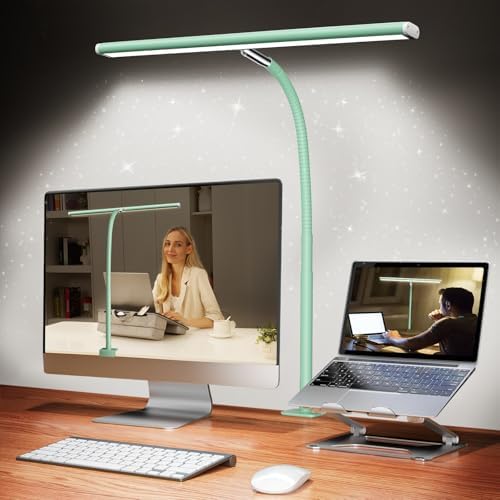 Airlonv LED Desk Lamp with Clamp, 17" Stepless Dimming Light, Mint Green by Airlonv