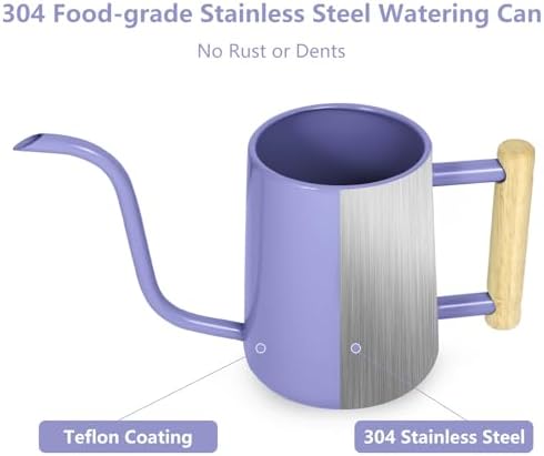 Watering Can Indoor Plants, 35 oz/1000 ml Metal Stainless Steel Watering Can Pot with Long Spout for Indoor House Plants Bonsai Outdoor Garden Flower Decorative (Purple) - Image 4