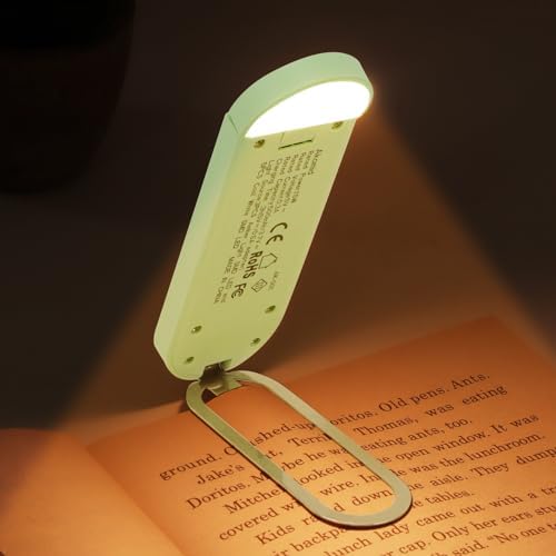 Akomid Book Light, USB Rechargeable, Eye-Cared Amber Light, 8 LEDs, Green, Modern Style, Metal & Plastic, Clip-On, Stepless Dimming, for Reading in Bed, Kids, Living Room - Image 2