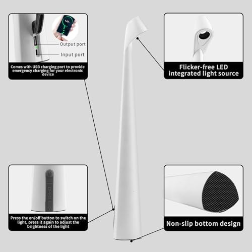 HAPYGI Cordless Rechargeable Reading Metal Table Lamp, 3-Level Brightness - Image 6