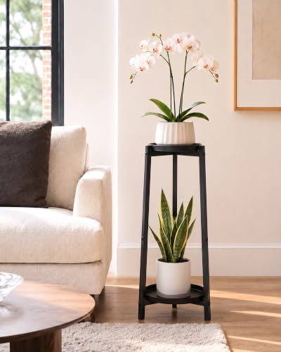 Bamworld Tall Outdoor Plant Stand 30 Inch 2 Tier All Metal Plant Holder - Image 2
