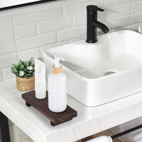 Bathroom Sink Tray Wood Riser Display Kitchen Decor Soap Holder, Dark Brown - Image 6