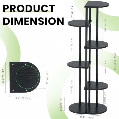 Tiered Plant Stand Indoor, Tall 6 Tier 7 Potted Wooden Plant Shelf for Multiple Flower Plants, Multi Corner Metal Plant Holder Indoor for Patio Garden Patent Design Living Room Balcony Bedroom, Black - Image 2