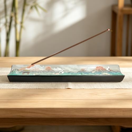 Incense Holder for Sticks, Ceramic Incense Burner with Ash Catcher, Aesthetic Home Decor for Room & Office, Traditional Chinese Art Tray, Unique Housewarming Gift for Meditation Sanctuary (Pink) - Image 4