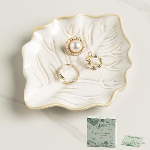 Reactive Glaze Leaf Ring Dish, Trinket Tray with Gift Box by Unknown