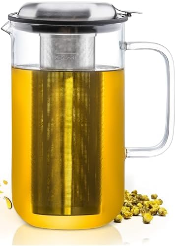 Aquach 51oz Glass Teapot with Infuser, Stovetop Safe Borosilicate Tea Pot by Aquach