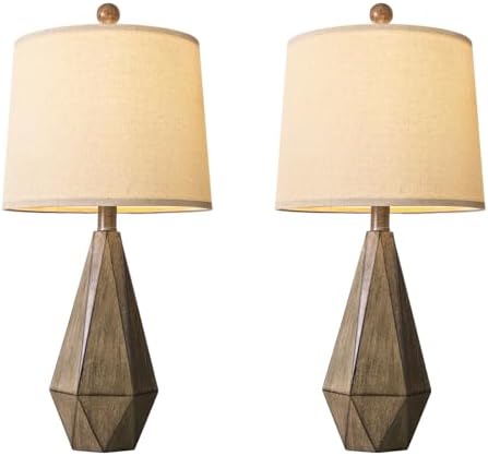 PoKat 23'' Farmhouse Table Lamps Set of 2, Brown Rustic Lamps for Living Room Bedroom Night Stands, Bedside Nightstands Living Room Table Lamps for End Side Table, Dark Wood Grain - Image 7