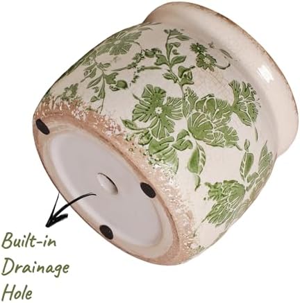 Tuscan Ceramic Indoor Plant Pot, Rustic Farmhouse Vase for Home Decor - Image 4