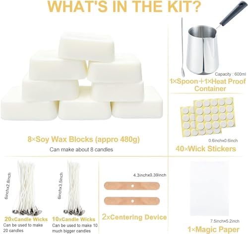 Candle Making Kit for Adults Beginners,Candle Making Supplies Include Soy Wax for Candle Making,Candle Wax Melting Pot,Candle Wicks Stickers,Magic Paper and More-DIY Candle Kit,Full Crafts for Adults - Image 4