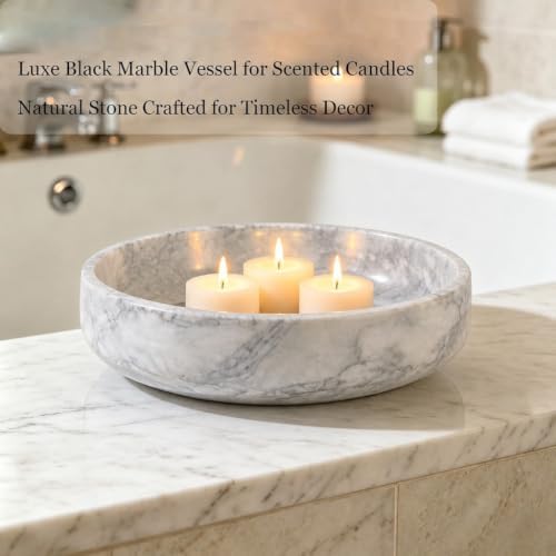 Natural Marble Decorative Bowl - Hand-Polished Stone Catchall Tray for Coffee Table Centerpiece, Entryway Key Holder, Jewelry Dish, Candle Holder & Home Decor Accent - Image 4