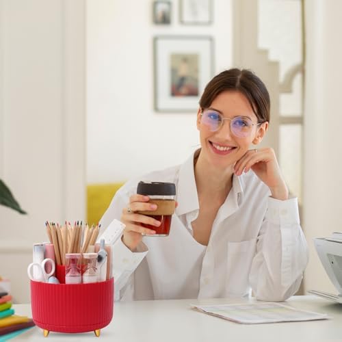 SKYDUE 360 Degree Rotating Desk Organizer, Dual-Purpose Pencil Pen Holder, Pen Organizer with 5 Slots, Pencil Cup for Office, School, Home - Image 6