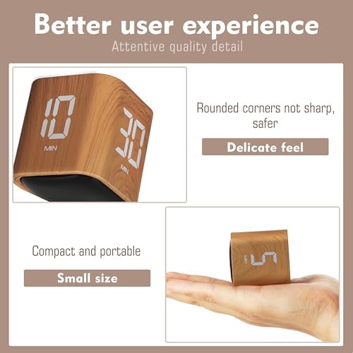 VEWINGL Productivity Cube Timer, Wood Grain Finish, 5/10/30/60 Min Presets - Image 3
