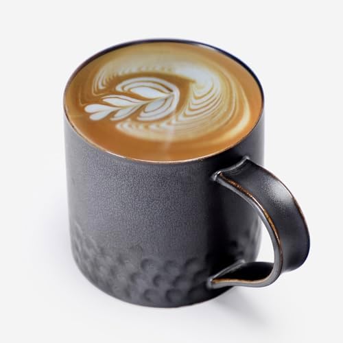 8 oz Ceramic Coffee Mug with Handle handmade in Japanese style American coffee latte suitable for office and home coffee bar by Vambechda